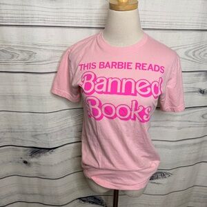 Pink Barbie reads Banned Books t shirt